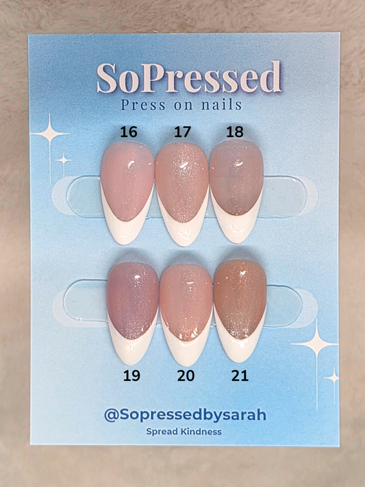 Classic French Tip With Shimmer - Custom Base Press on Nails